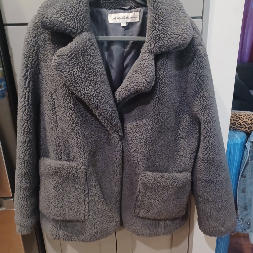 Chic Charcoal Teddy Jacket